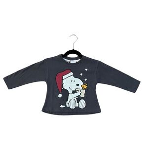 Zara Snoopy Christmas Long Sleeve Shirt; Size 9-12 Months